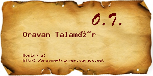 Oravan Talamér névjegykártya
